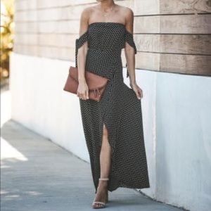 Black printed off the shoulder maxi dress. Only worn once!